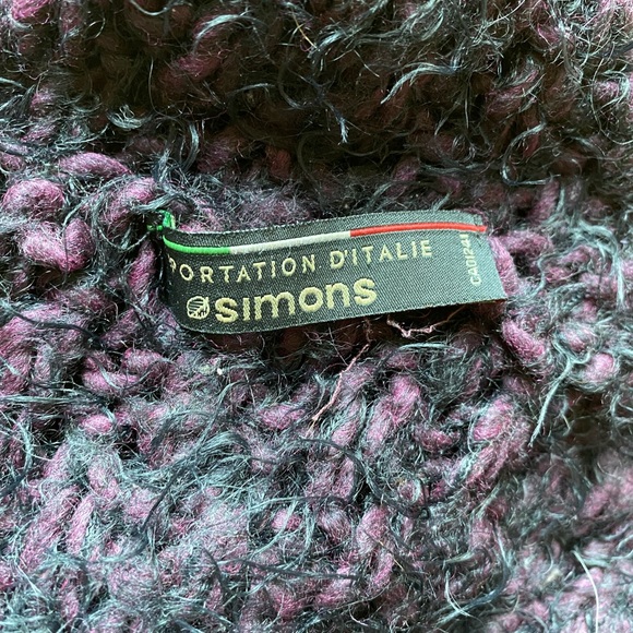 Alpaca wool black and purple infinity scarf - Picture 2 of 4